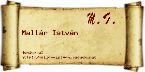 Mallár István névjegykártya